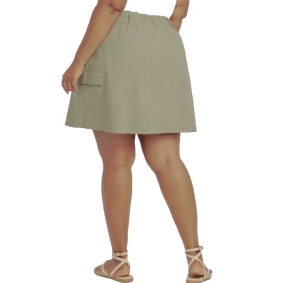 Ava & Viv Women's Cargo Mini A-Line Skort Sage Green- Size 1X Cotton - Picture 9 of 11